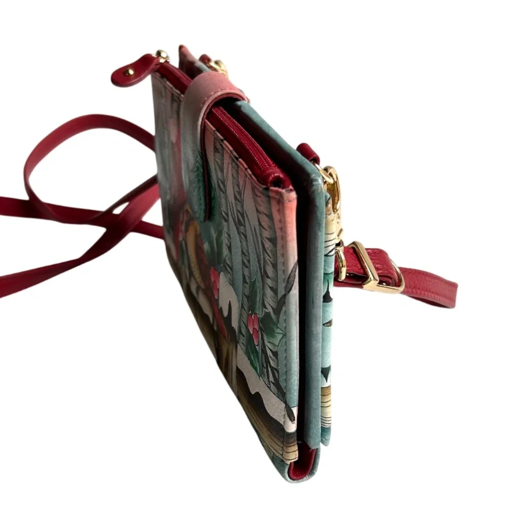 NWOT Anouschka Hand Painted Leather Crossbody Smartphone Wallet Bag